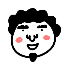 Doodle man faces. Cartoon portrait of characters. vector illustration