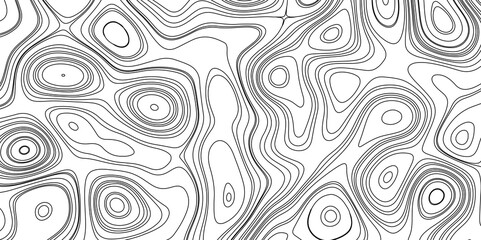 Abstract black and white wavy topography relief map background landscape geodesy topographic map lines background, topographic contour map vector illustration with black lines geography background.