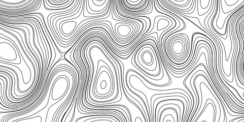 Abstract black and white wavy topography relief map background landscape geodesy topographic map lines background, topographic contour map vector illustration with black lines geography background.