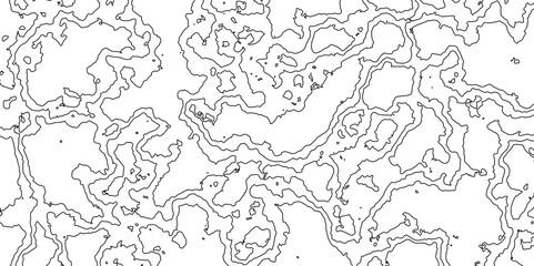 Abstract black and white wavy topography relief map background landscape geodesy topographic map lines background, topographic contour map vector illustration with black lines geography background.