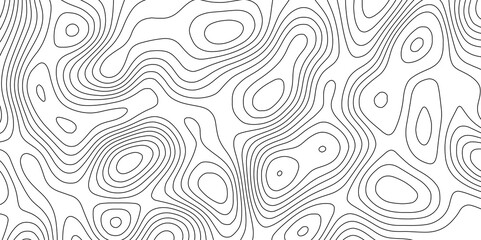 Abstract black and white wavy topography relief map background landscape geodesy topographic map lines background, topographic contour map vector illustration with black lines geography background.