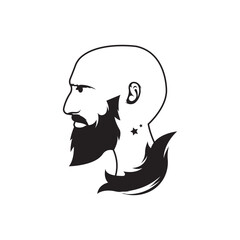 Bald man with a beard icon vector