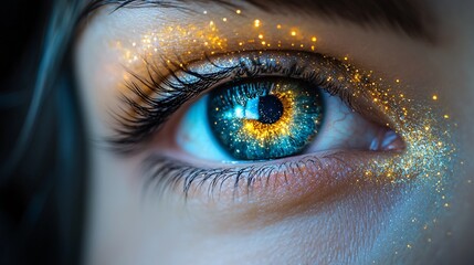 Deep Brown Eye Reflecting a Starry Night Sky