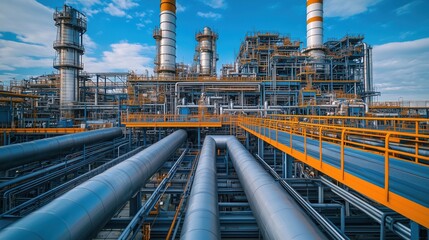 Industrial Petrochemical Plant with Steel Pipelines
