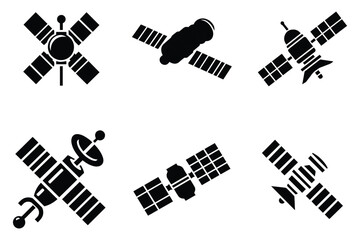 set of simple satelite globe signal icon vector 