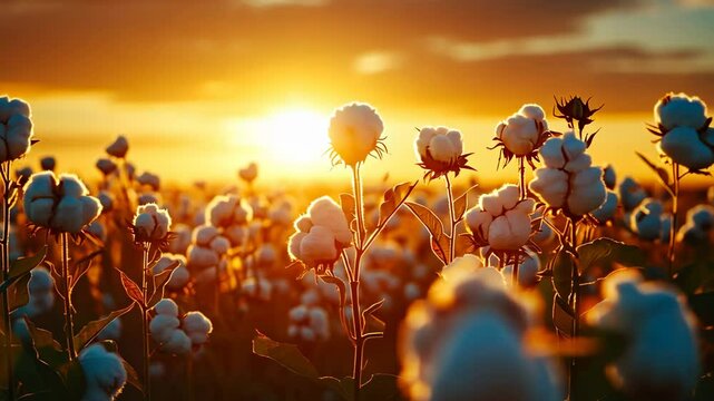 Cotton field at sunset.