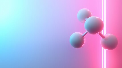 Futuristic 3D Oxygen Molecule with Glowing Lines - Space for Custom Text Above