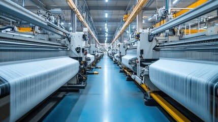 Industrial Weaving Machines in Operation