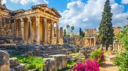 Lebanon. Ruins of Bacchus Temple in Baalbek, a Roman Architectural Marvel