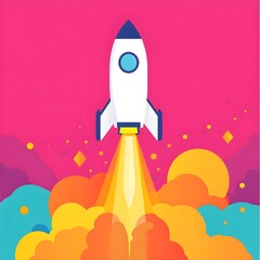 Rocket Launch Illustration  Startup Success  Business Growth  Innovation Concept