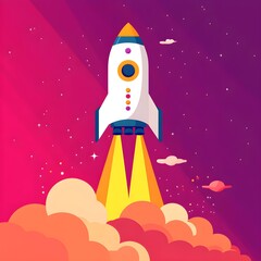 Rocket Launch Illustration  Space  Colorful  Startup  Technology  Innovation