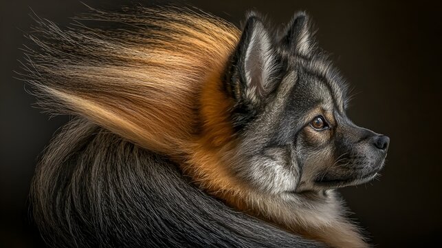 Fluffy Chow Chow Dog with Lion Like Mane and Deep Set Eyes  Portrait of a cute pedigree Chow Chow puppy with a thick cozy fur coat and a distinctive mane that gives it a lion like appearance