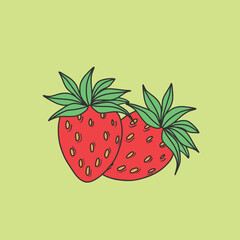 strawberry fruits vector art drawing