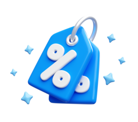 Tag label with percentage discount coupon online shopping icon 3d illustration background