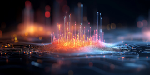 Fototapeta premium The background of future technology made up of particle elements and rays 