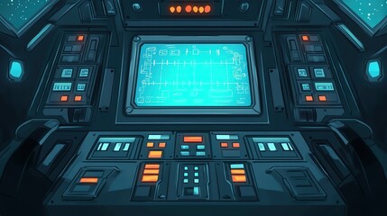 Obraz premium A digital screen with buttons positioned below it, designed for user interaction. This setup is perfect for showcasing technology interfaces, control panels, or user-friendly applications in modern 