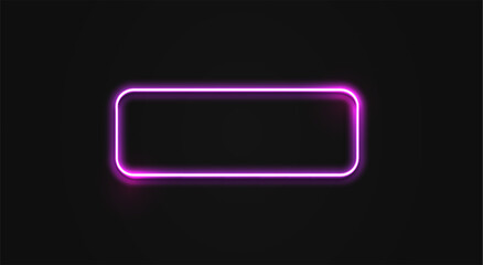 Neon frame pink rectangle set. Glowing colorful rectangular border. Geometric shape action UI elements with copy space.