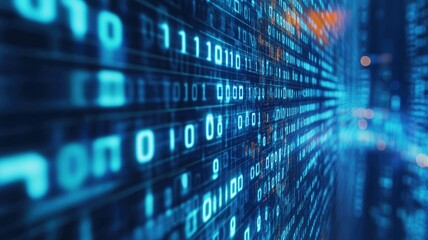 Fototapeta premium Abstract digital binary code on blue background