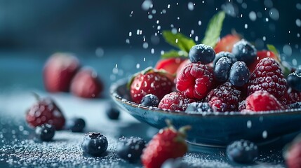 A sweet dish sprinkled atop berries