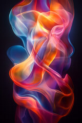 Obraz premium Geometric shapes intersecting with flowing gradient lines, creating an abstract design full of color and depth,