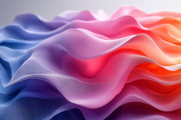 Obraz premium Abstract 3D undulating lines in vibrant gradient colors, creating a flowing wavy surface pattern,
