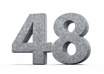 Concrete Number Forty Eight 48 Digit Made Of Grey Concrete Stone White Background 3d Illustration