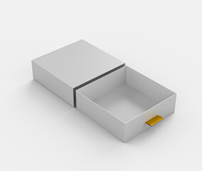 Silver Jewelry Box With An Open Golden Tab Drawer For Protecting Delicate Jewelry 3d Illustration