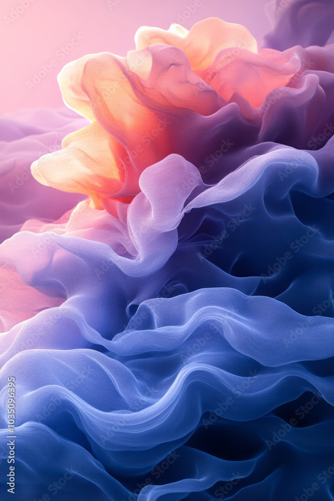 Poster an abstract representation of peace, with soft, curved lines and soothing colors creating a tranquil
