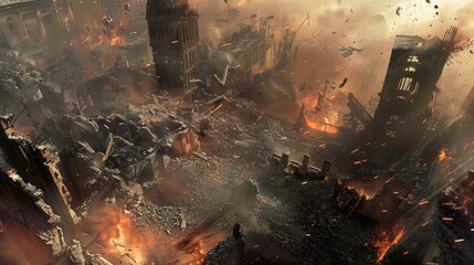 Post-Apocalyptic Cityscape: Ruins of a Fallen World
