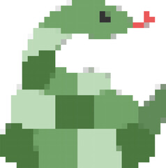 とぐろを巻いた蛇のドット絵イラスト