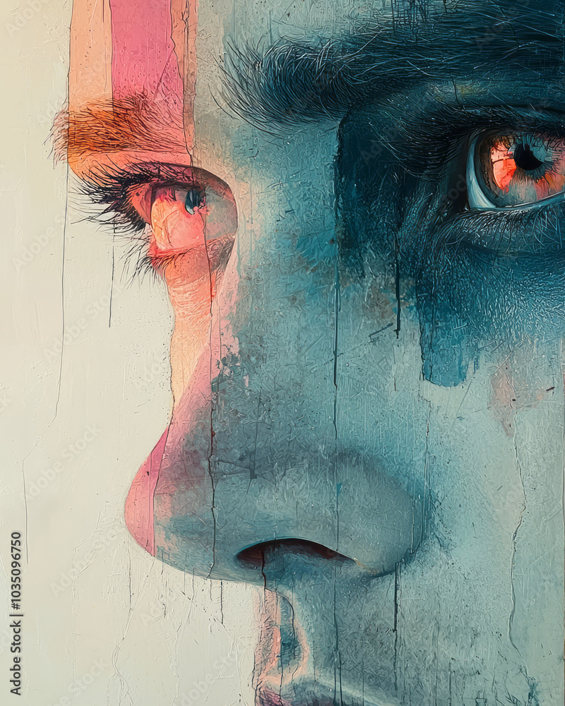 Poster a soft, abstract portrait of nostalgia, with fading colors and blurred lines evoking deep emotional 