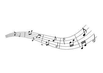 波型の五線譜と音符のあしらい