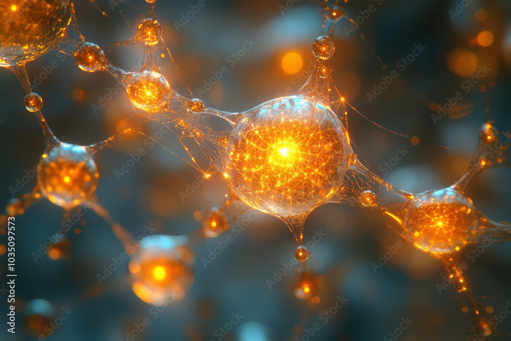 Poster A complex web of lines and circles, symbolizing interconnectedness and the web of relationships in life,