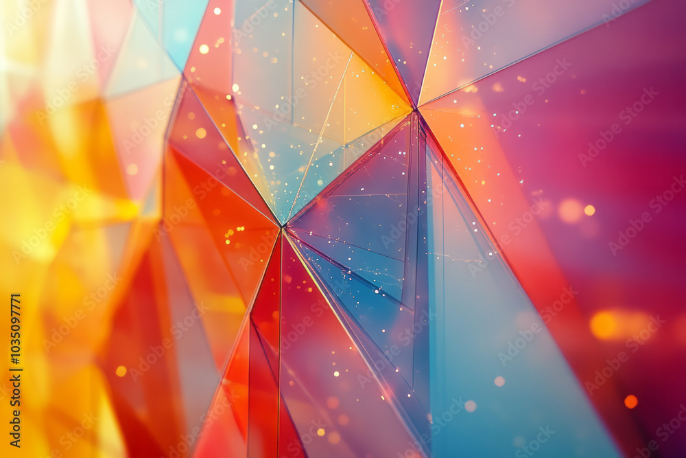 Poster abstract geometric shapes connected by lines, forming a mind map that represents the flow of thought