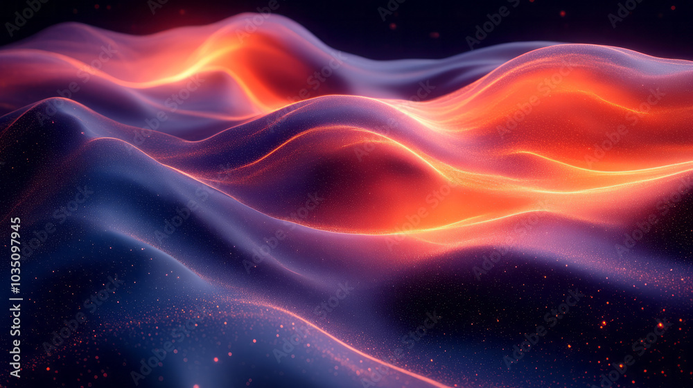 Poster A flowing map of abstract thought patterns, with soft curves and glowing lines, representing the subconscious mind,