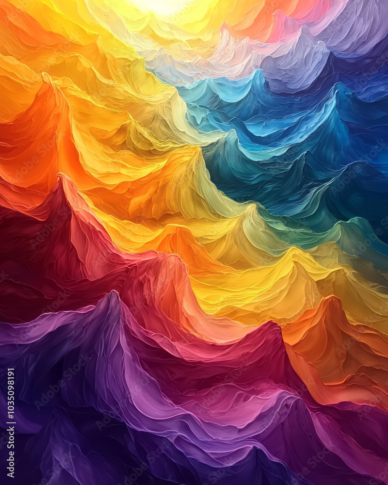 Leinwandbilder a dynamic burst of color spectrums flowing in waves, creating a radiant display of light and energy,