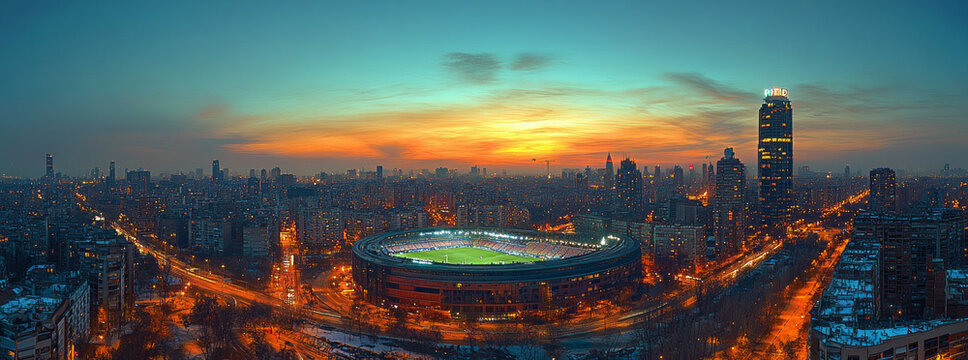 Santiago Bernabeu at night,Madrid ,Spain