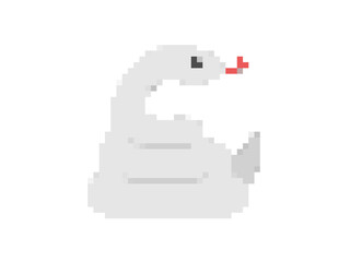 Fototapeta premium とぐろを巻いた白蛇のドット絵のイラスト