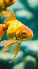 Close-Up of Orange Goldfish Swimming in Aquarium