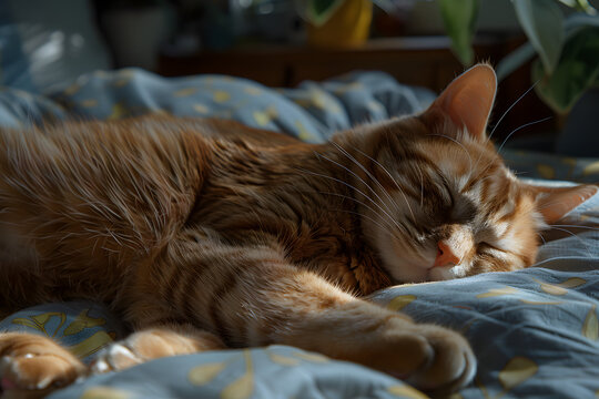 Pixie-bob cat cat sleeping at home