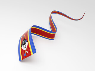 Obraz premium 3d Flag Of Eswatini 3d Wavy Shiny Eswatini Ribbon Isolated On White Background 3d Illustration