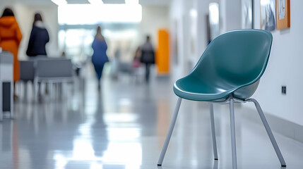 Teal Chair in Waiting Area - Modern Office Design and Minimalist Style