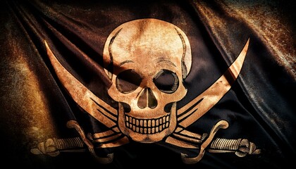 古いビンテージの海賊旗(Old grunge vintage pirate flag.)

