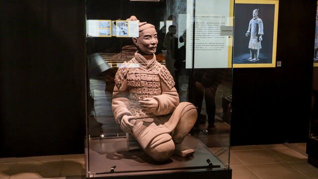 Moscow, Russia, June 12, 2024: Terracotta Army exhibition in Moscow