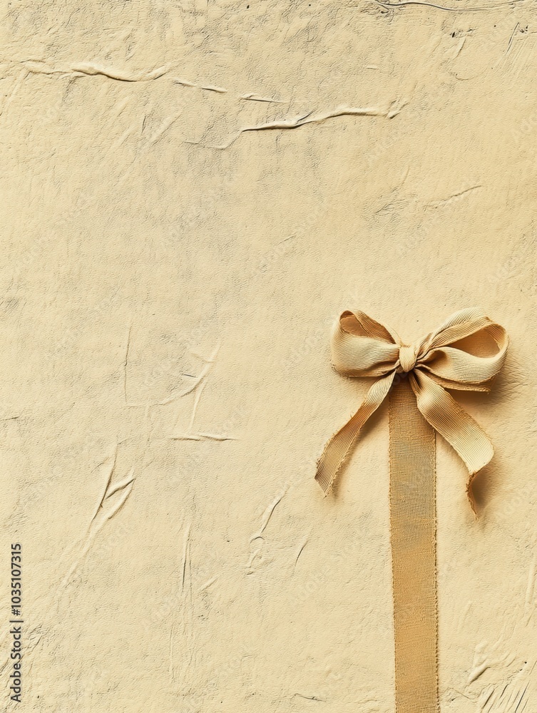 Poster A textured light wrap creates a beautiful backdrop, accentuated by a small bow in the corner, ideal for festive gifting. Generative AI