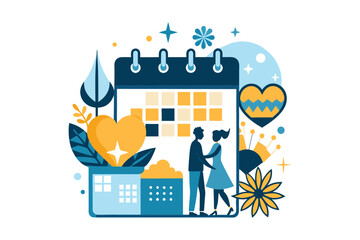 Romantic Love Calendar Vector Design