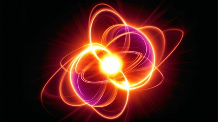 Fototapeta premium Abstract Nuclear Fusion Energy Design in Blue-Purple Light – Visualization of Advanced Energy Concepts with Glowing Elements, Excluding Flowers, Food, and Animals