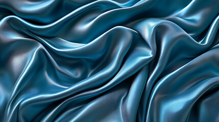 Obraz premium Blue silky fabric flowing in smooth waves and creating elegant folds in a soft light.