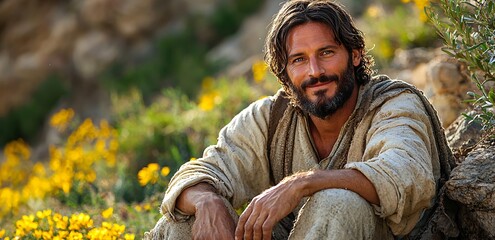 A serene Christmas scene embodying the spiritual essence of Jesus, perfect for holiday greetings, church events, or religious reflections during the festive season.