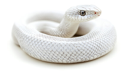 Fototapeta premium stunning moccasin snake gracefully coiled in circular shape, showcasing its smooth, white scales and striking features. This captures elegance and beauty of this unique reptile